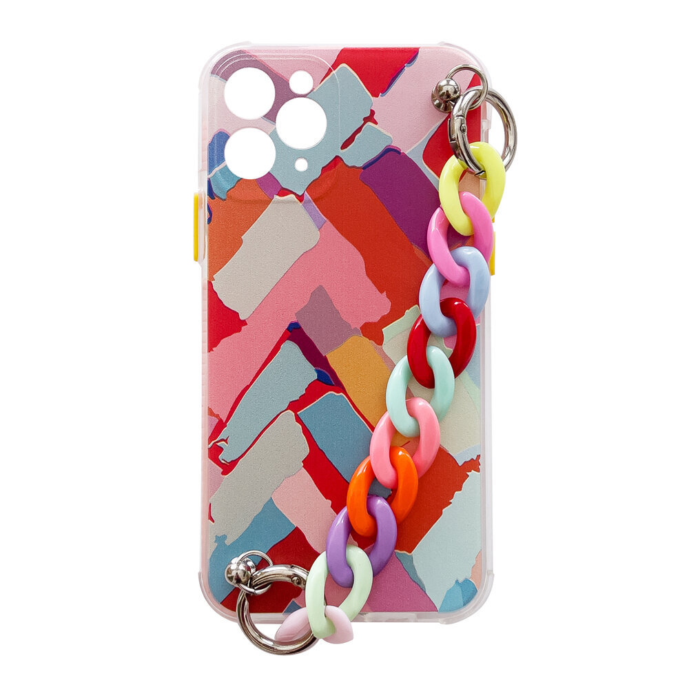 Color Chain Case gel flexible elastic case cover with a chain pendant for iPhone 8 Plus / iPhone 7 Plus multicolour (Multicolour 3) hind ja info | Telefonide kaitsekaaned ja -ümbrised | hansapost.ee