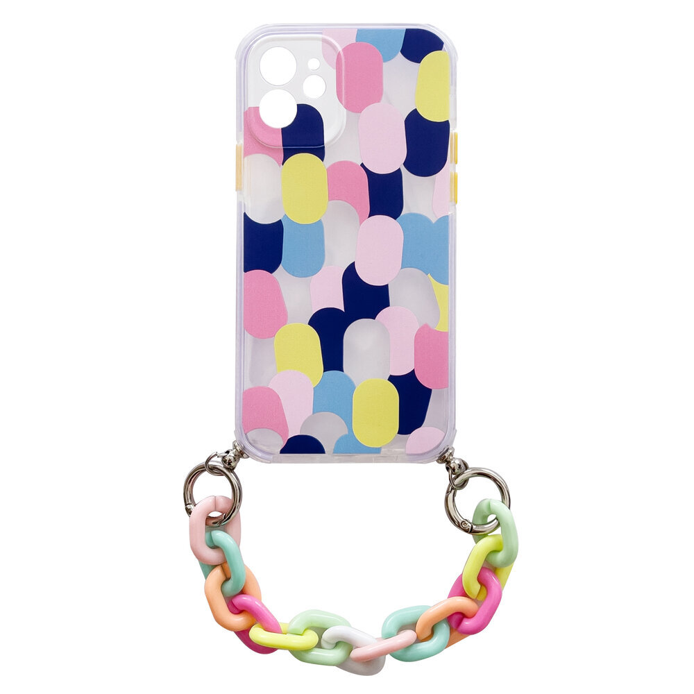 Color Chain Case gel flexible elastic case cover with a chain pendant for iPhone 12 Pro multicolour (Multicolour 1) цена и информация | Telefonide kaitsekaaned ja -ümbrised | hansapost.ee