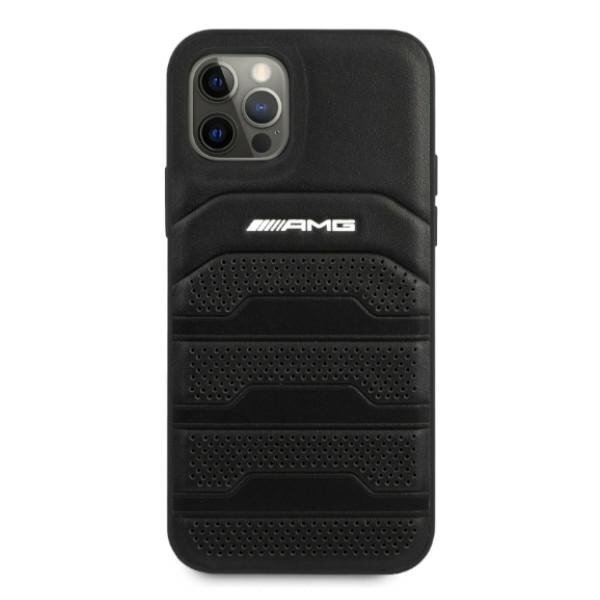 AMG AMHCP12LGSEBK iPhone 12 Pro Max 6,7" czarny/black hardcase Leather Debossed Lines hind ja info | Telefonide kaitsekaaned ja -ümbrised | hansapost.ee