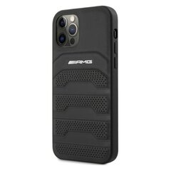 AMG AMHCP12MGSEBK iPhone 12/12 Pro 6,1" czarny/black hardcase Leather Debossed Lines hind ja info | Telefonide kaitsekaaned ja -ümbrised | hansapost.ee