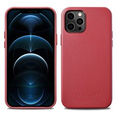 iCarer Case Leather genuine leather case for iPhone 12 Pro / iPhone 12 red (WMI1216-RD) (MagSafe compatible) (Red) hind ja info | Telefonide kaitsekaaned ja -ümbrised | hansapost.ee