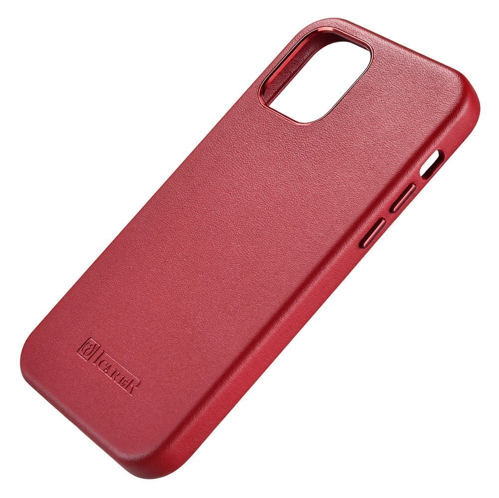 iCarer Case Leather genuine leather case for iPhone 12 Pro / iPhone 12 red (WMI1216-RD) (MagSafe compatible) (Red) цена и информация | Telefonide kaitsekaaned ja -ümbrised | hansapost.ee