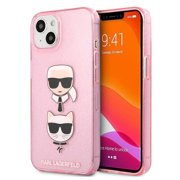 Karl Lagerfeld KLHCP13SKCTUGLP iPhone 13 mini 5,4" różowy/pink hardcase Glitter Karl`s & Choupette цена и информация | Telefonide kaitsekaaned ja -ümbrised | hansapost.ee