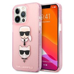 Karl Lagerfeld KLHCP13XKCTUGLP iPhone 13 Pro Max 6,7" różowy/pink hardcase Glitter Karl`s & Choupette hind ja info | Telefonide kaitsekaaned ja -ümbrised | hansapost.ee