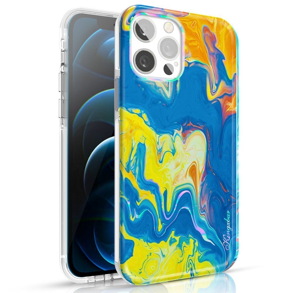 Kingxbar Watercolor Series color case for iPhone 12 Pro Max yellowblue (Żółtoniebieski) цена и информация | Telefonide kaitsekaaned ja -ümbrised | hansapost.ee