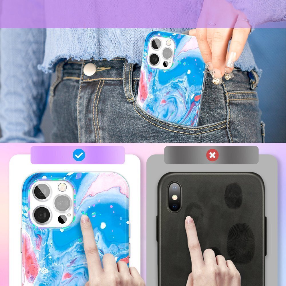 Kingxbar Watercolor Series color case for iPhone 12 Pro Max Blue-pink (niebiesko-różowy) цена и информация | Telefonide kaitsekaaned ja -ümbrised | hansapost.ee