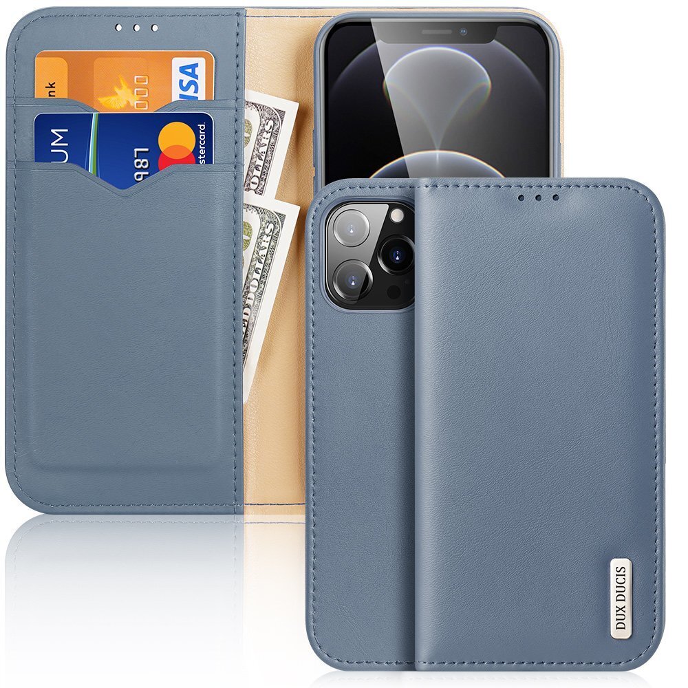 Dux Ducis Hivo Genuine Leather Bookcase type case for iPhone 13 Pro Max blue (Light blue || Niebieski) цена и информация | Telefonide kaitsekaaned ja -ümbrised | hansapost.ee