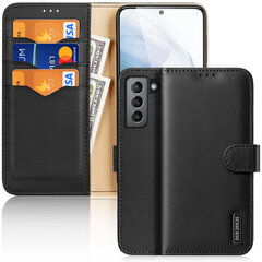 Dux Ducis Hivo Genuine Leather Bookcase type case for Samsung Galaxy S21 FE black (Black) hind ja info | Telefonide kaitsekaaned ja -ümbrised | hansapost.ee