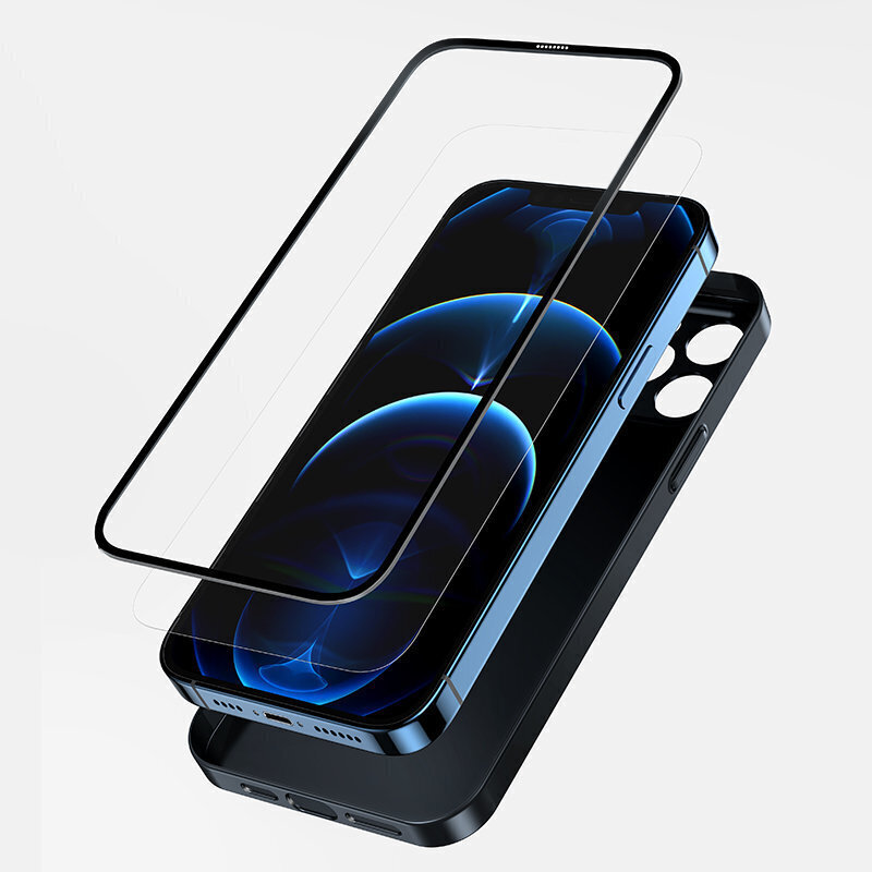 Joyroom 360 Full Case front and back cover for iPhone 13 + tempered glass screen protector black (JR-BP927 black) (Black) hind ja info | Telefonide kaitsekaaned ja -ümbrised | hansapost.ee