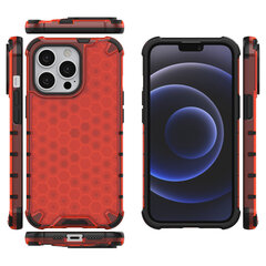 Honeycomb Case armor cover with TPU Bumper for iPhone 13 Pro red (Red) hind ja info | Telefonide kaitsekaaned ja -ümbrised | hansapost.ee