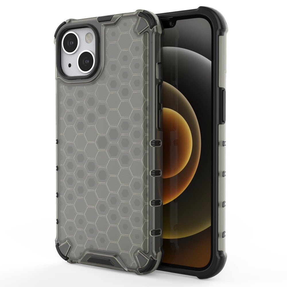 Honeycomb Case armor cover with TPU Bumper for iPhone 13 black (Black) цена и информация | Telefonide kaitsekaaned ja -ümbrised | hansapost.ee