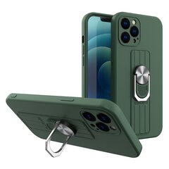 Ring Case silicone case with finger grip and stand for iPhone 12 Pro dark green (Dark green) hind ja info | Telefonide kaitsekaaned ja -ümbrised | hansapost.ee