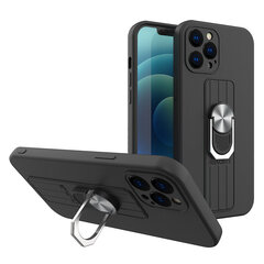 Ring Case silicone case with finger grip and stand for iPhone 12 Pro Max black (Black) hind ja info | Telefonide kaitsekaaned ja -ümbrised | hansapost.ee