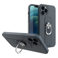 Ring Case silicone case with finger grip and stand for iPhone 12 Pro Max dark blue (Dark blue) hind ja info | Telefonide kaitsekaaned ja -ümbrised | hansapost.ee