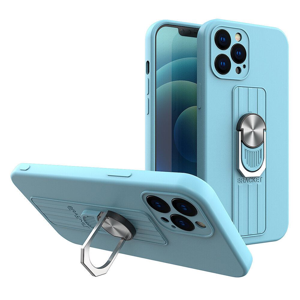 Ring Case silicone case with finger grip and stand for iPhone 12 Pro Max light blue (Light blue || Niebieski) цена и информация | Telefonide kaitsekaaned ja -ümbrised | hansapost.ee