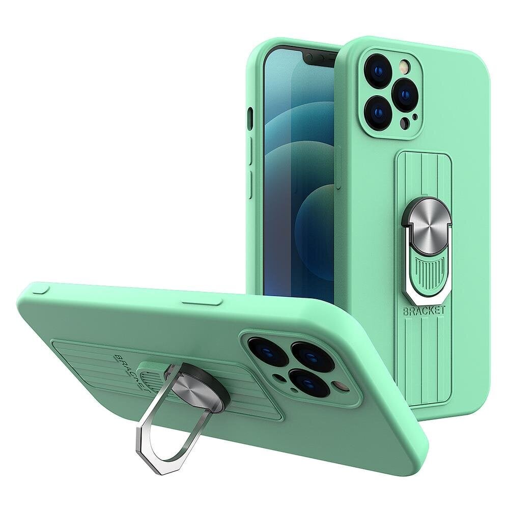 Ring Case silicone case with finger grip and stand for Xiaomi Redmi 9 mint (Mint) цена и информация | Telefonide kaitsekaaned ja -ümbrised | hansapost.ee