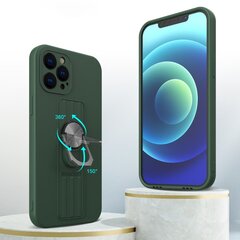 Ring Case silicone case with finger grip and stand for Xiaomi Redmi 10X 4G / Xiaomi Redmi Note 9 dark green (Dark green) hind ja info | Telefonide kaitsekaaned ja -ümbrised | hansapost.ee