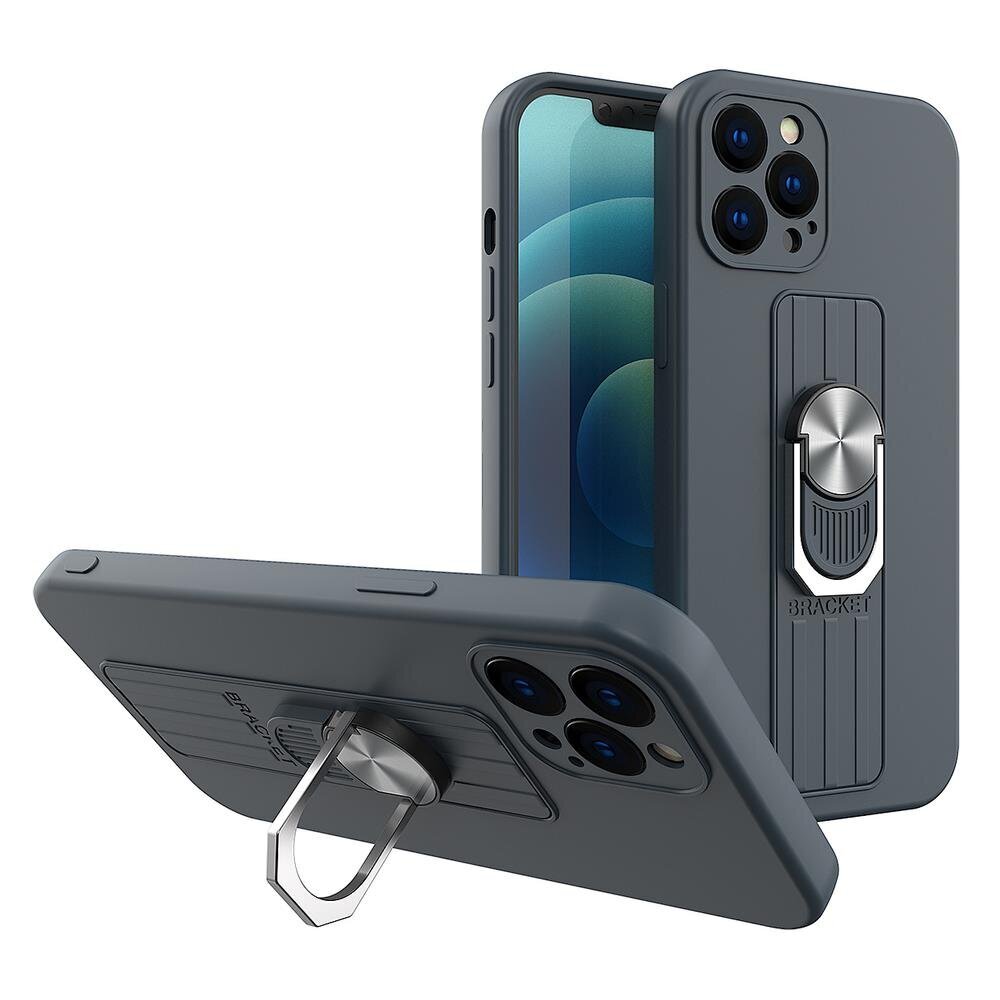 Ring Case silicone case with finger grip and stand for Xiaomi Redmi Note 10 5G / Poco M3 Pro dark blue (Dark blue) hind ja info | Telefonide kaitsekaaned ja -ümbrised | hansapost.ee