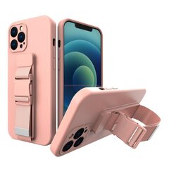 Rope case gel TPU airbag case cover with lanyard for iPhone XS / iPhone X pink (Pink) hind ja info | Telefonide kaitsekaaned ja -ümbrised | hansapost.ee