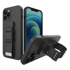 Rope case gel TPU airbag case cover with lanyard for iPhone 12 black (Black) hind ja info | Telefonide kaitsekaaned ja -ümbrised | hansapost.ee