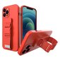 Rope case gel TPU airbag case cover with lanyard for iPhone 12 red (Red) цена и информация | Telefonide kaitsekaaned ja -ümbrised | hansapost.ee