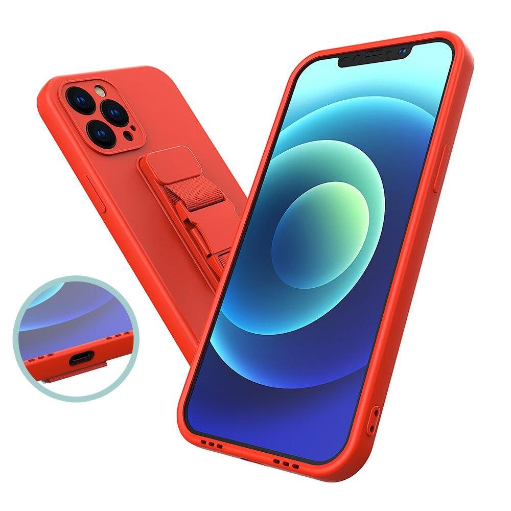 Rope case gel TPU airbag case cover with lanyard for iPhone 12 Pro red (Red) цена и информация | Telefonide kaitsekaaned ja -ümbrised | hansapost.ee