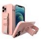 Rope case gel TPU airbag case cover with lanyard for iPhone 13 mini pink (Pink) цена и информация | Telefonide kaitsekaaned ja -ümbrised | hansapost.ee