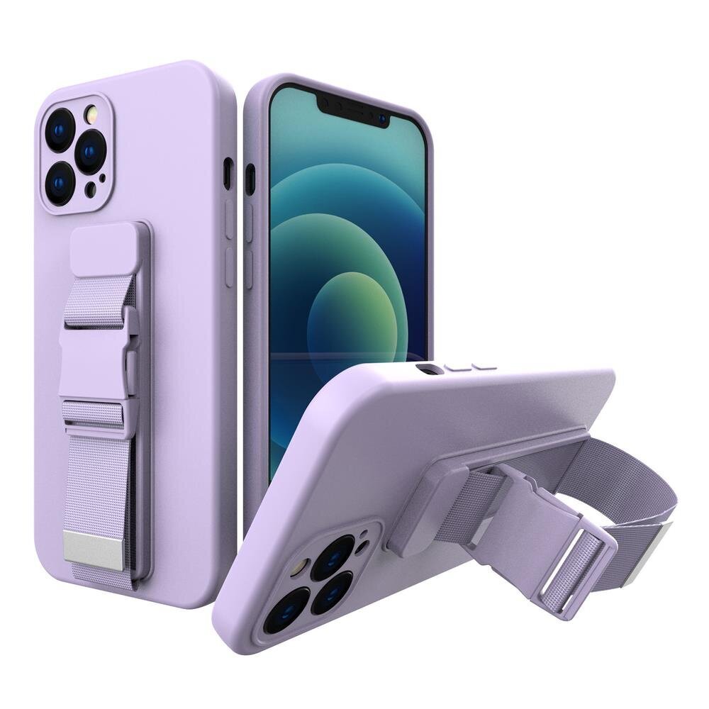 Rope case gel TPU airbag case cover with lanyard for iPhone 13 purple (Purpurowy) hind ja info | Telefonide kaitsekaaned ja -ümbrised | hansapost.ee