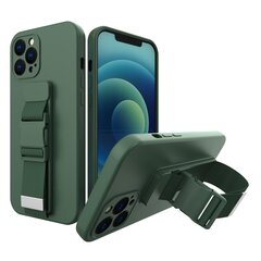 Rope case gel TPU airbag case cover with lanyard for iPhone 13 Pro Max dark green (Dark green) hind ja info | Telefonide kaitsekaaned ja -ümbrised | hansapost.ee