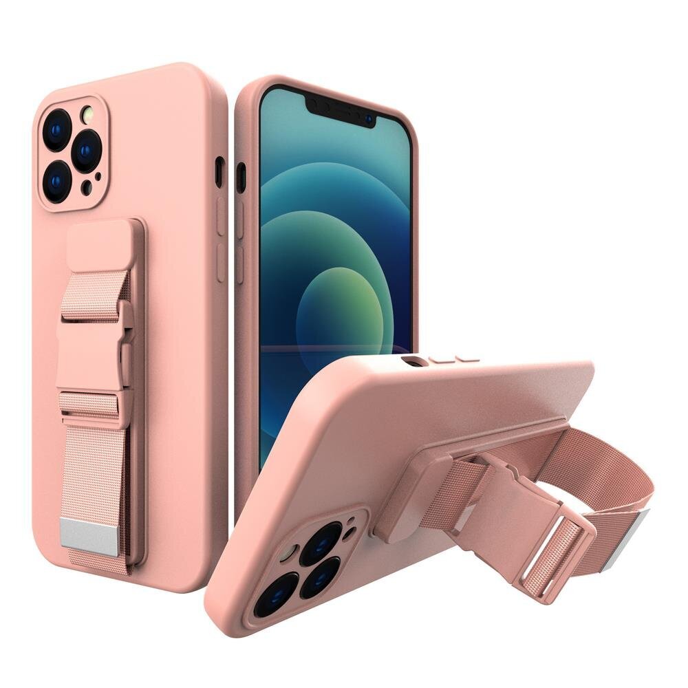 Rope case gel TPU airbag case cover with lanyard for Samsung Galaxy A32 4G pink (Pink) цена и информация | Telefonide kaitsekaaned ja -ümbrised | hansapost.ee