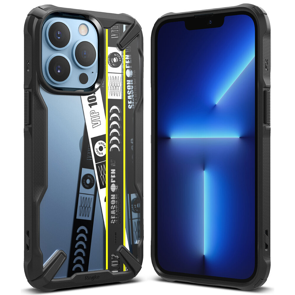 Ringke Fusion X Design durable PC Case with TPU Bumper for iPhone 13 Pro Max black (Ticket band) (FXD555E43) hind ja info | Telefonide kaitsekaaned ja -ümbrised | hansapost.ee