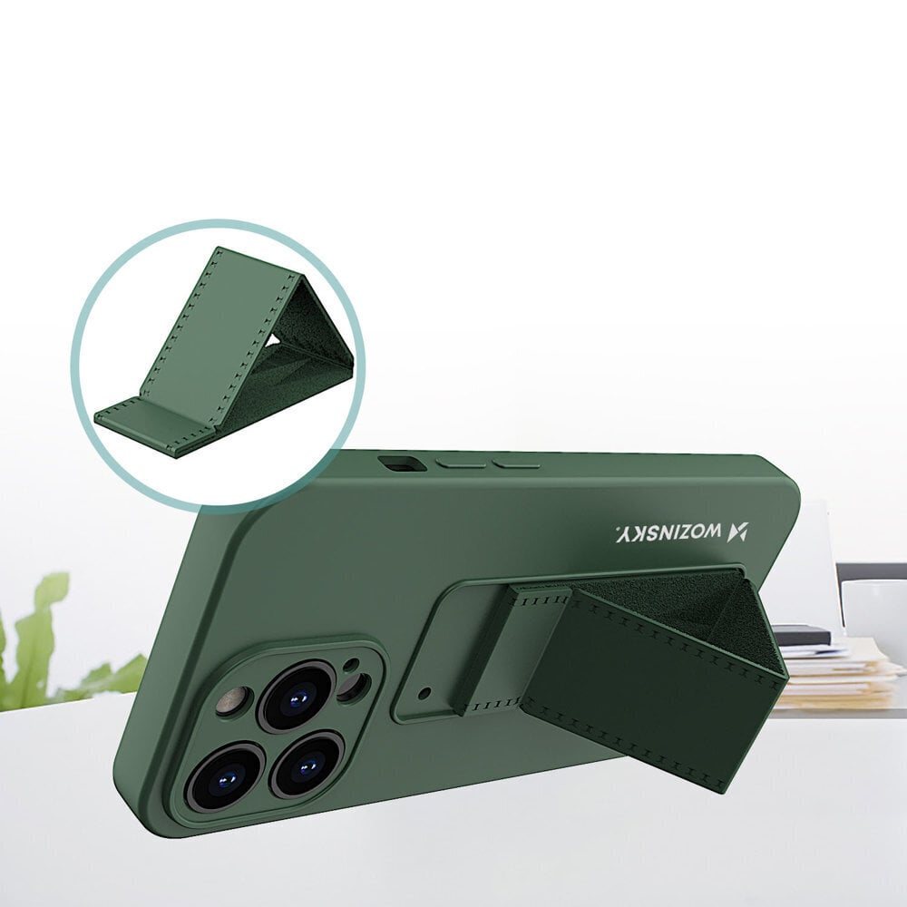 Wozinsky Kickstand Case silicone case with stand for iPhone 13 dark green (Green) цена и информация | Telefonide kaitsekaaned ja -ümbrised | hansapost.ee