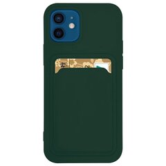 Card Case silicone wallet case with card holder documents for iPhone 12 Pro Max dark green (Dark green) hind ja info | Telefonide kaitsekaaned ja -ümbrised | hansapost.ee