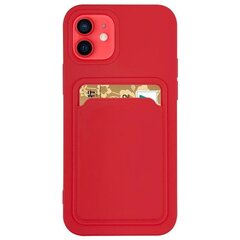 Card Case silicone wallet case with card holder documents for iPhone 13 mini red (Red) цена и информация | Чехлы для телефонов | hansapost.ee