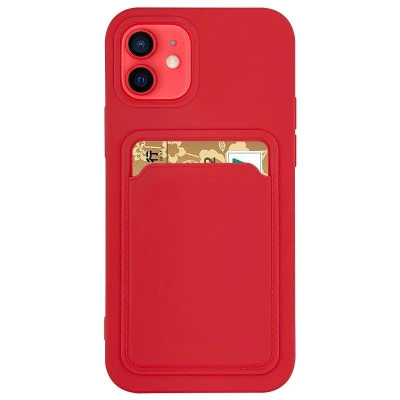 Card Case silicone wallet case with card holder documents for iPhone 13 mini red (Red) цена и информация | Telefonide kaitsekaaned ja -ümbrised | hansapost.ee