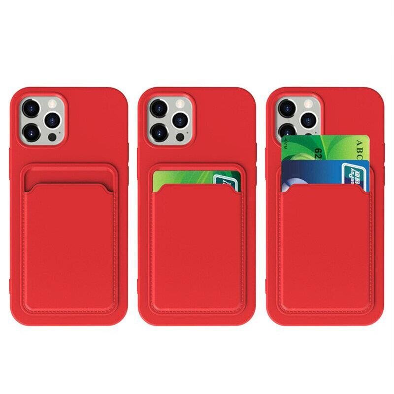 Card Case silicone wallet case with card holder documents for iPhone 13 mini red (Red) цена и информация | Telefonide kaitsekaaned ja -ümbrised | hansapost.ee