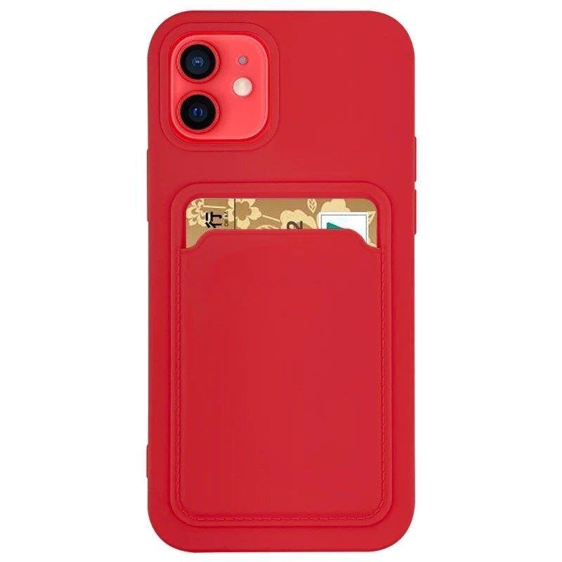 Card Case silicone wallet case with card holder documents for iPhone 13 red (Red) hind ja info | Telefonide kaitsekaaned ja -ümbrised | hansapost.ee