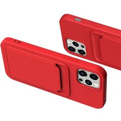 Card Case silicone wallet case with card holder documents for iPhone 13 Pro red (Red) hind ja info | Telefonide kaitsekaaned ja -ümbrised | hansapost.ee