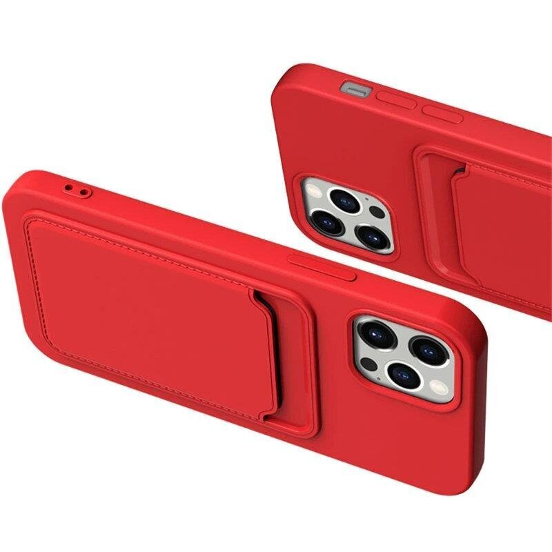 Card Case silicone wallet case with card holder documents for iPhone 13 Pro red (Red) цена и информация | Telefonide kaitsekaaned ja -ümbrised | hansapost.ee