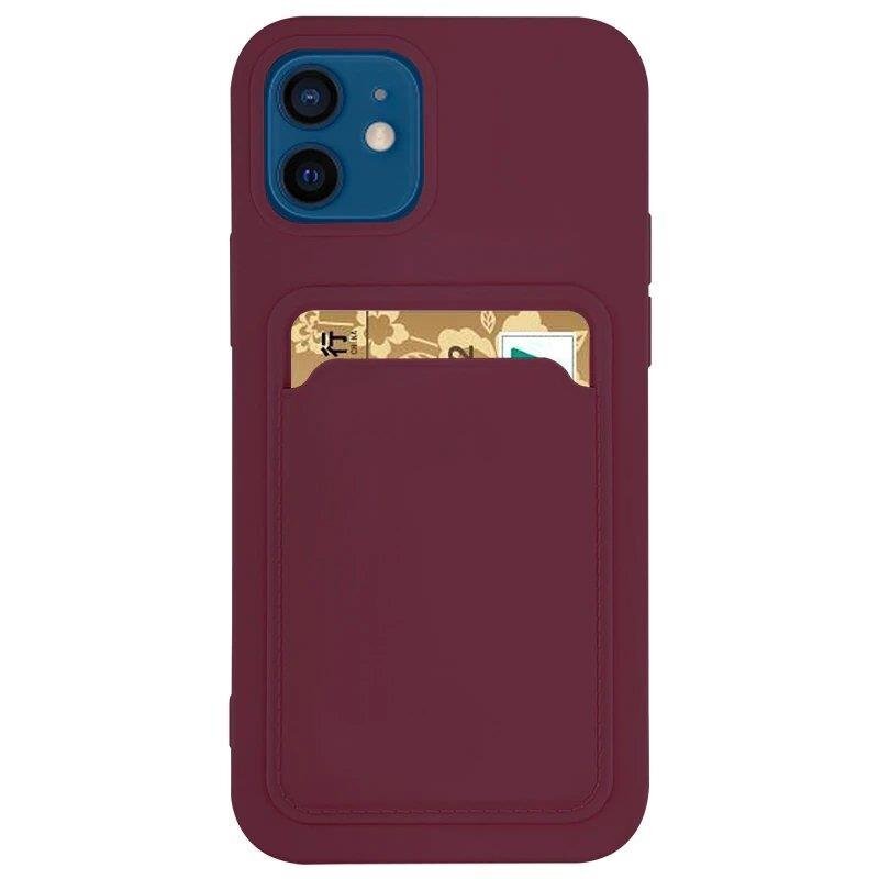 Card Case silicone wallet case with card holder documents for iPhone 13 Pro burgundy (Brown) hind ja info | Telefonide kaitsekaaned ja -ümbrised | hansapost.ee