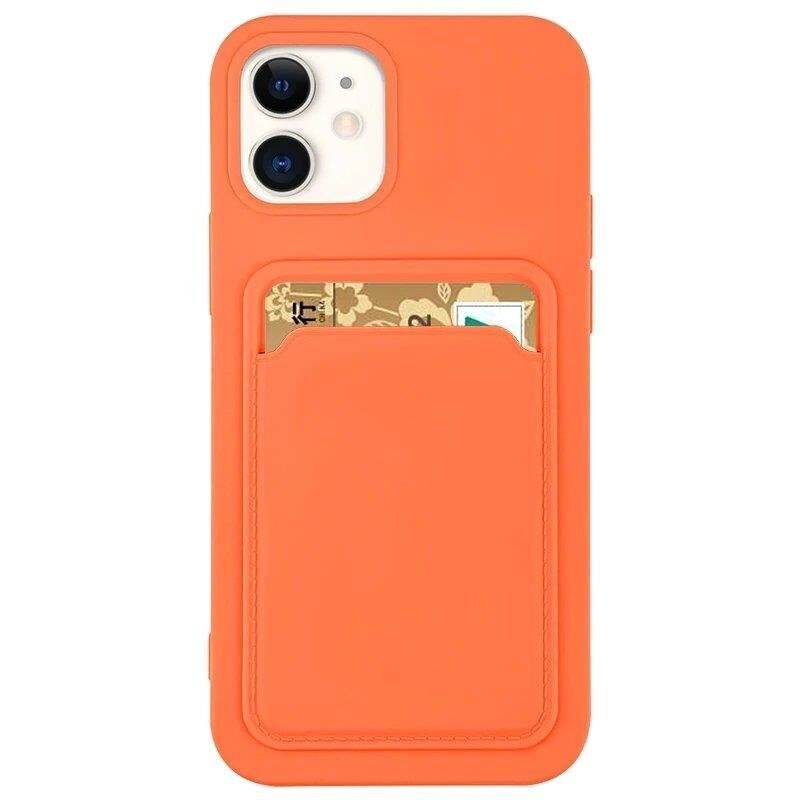 Card Case silicone wallet case with card holder documents for iPhone 13 Pro orange (Orange) цена и информация | Telefonide kaitsekaaned ja -ümbrised | hansapost.ee