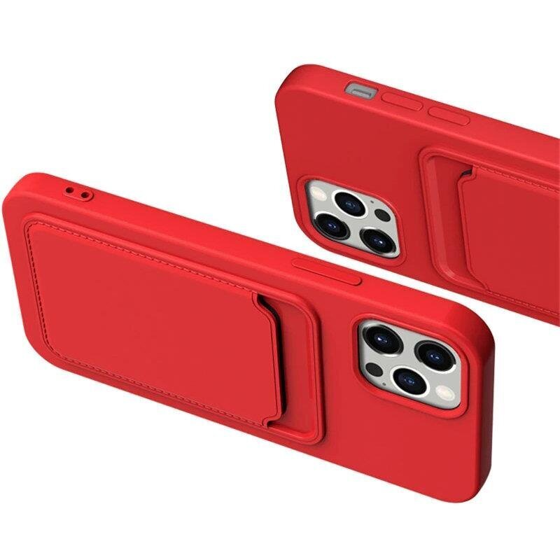 Card Case silicone wallet case with card holder documents for iPhone 13 Pro Max red (Red) hind ja info | Telefonide kaitsekaaned ja -ümbrised | hansapost.ee