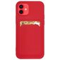 Card Case silicone wallet case with card holder documents for Samsung Galaxy A21S red (Red) цена и информация | Telefonide kaitsekaaned ja -ümbrised | hansapost.ee