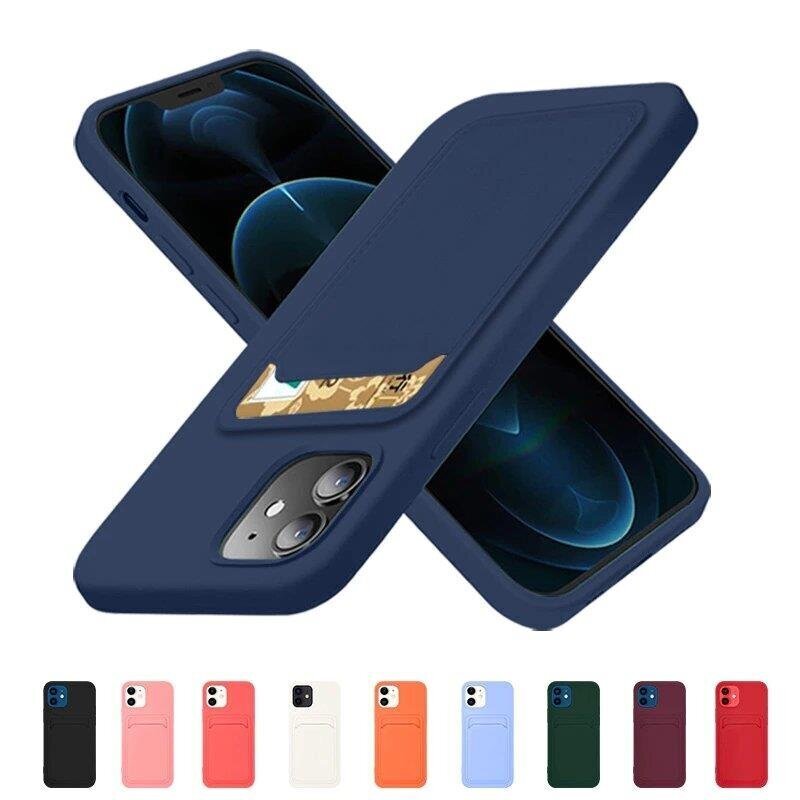 Card Case silicone wallet case with card holder documents for Samsung Galaxy A72 4G black (Black) цена и информация | Telefonide kaitsekaaned ja -ümbrised | hansapost.ee