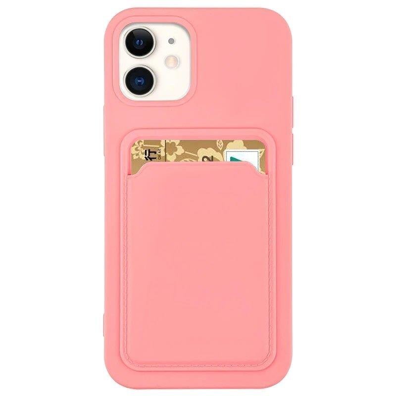 Card Case silicone wallet case with card holder documents for Samsung Galaxy A22 4G pink (Pink) hind ja info | Telefonide kaitsekaaned ja -ümbrised | hansapost.ee