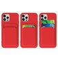 Card Case silicone wallet case with card holder documents for Samsung Galaxy A22 5G red (Red) цена и информация | Telefonide kaitsekaaned ja -ümbrised | hansapost.ee
