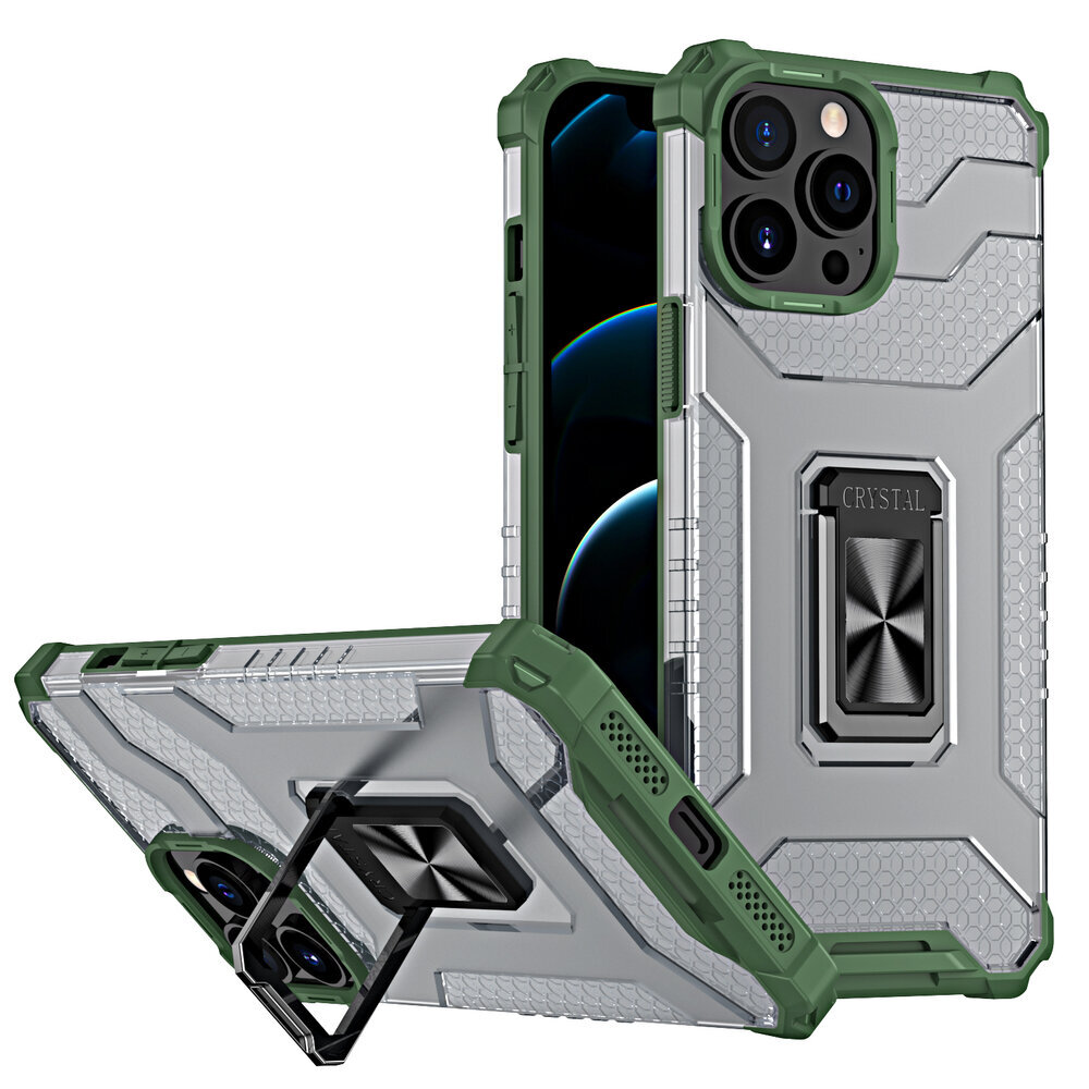 Crystal Ring Case Kickstand Tough Rugged Cover for iPhone 11 Pro green (Green) hind ja info | Telefonide kaitsekaaned ja -ümbrised | hansapost.ee