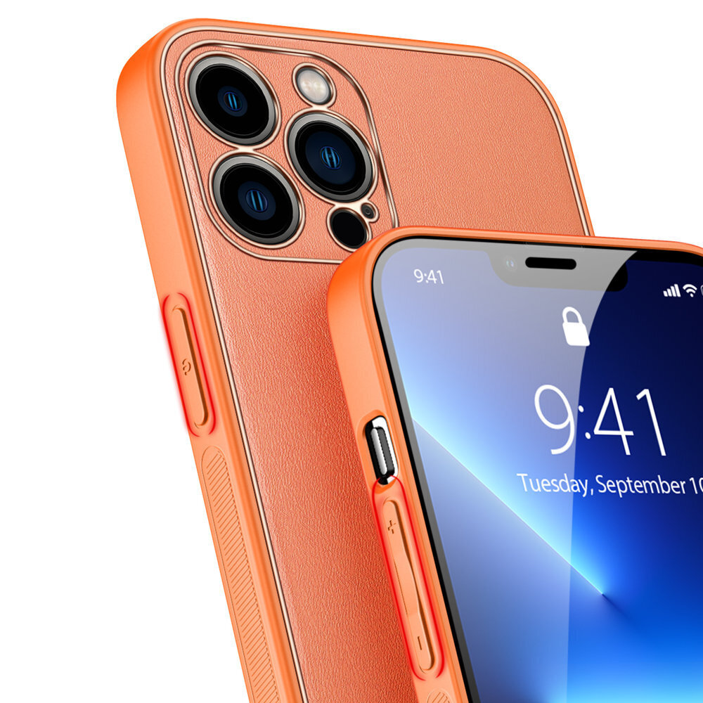 Dux Ducis Yolo elegant case made of soft TPU and PU leather for iPhone 13 Pro orange (Orange) цена и информация | Telefonide kaitsekaaned ja -ümbrised | hansapost.ee