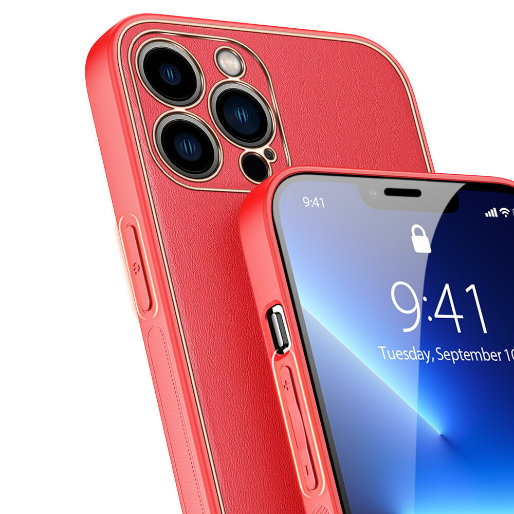 Dux Ducis Yolo elegant case made of soft TPU and PU leather for iPhone 13 Pro Max red (Red) hind ja info | Telefonide kaitsekaaned ja -ümbrised | hansapost.ee