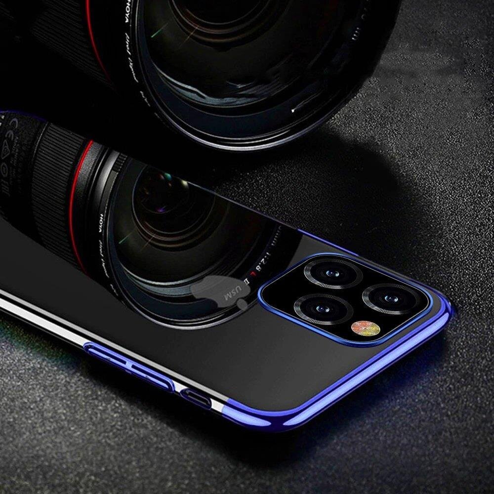 Clear Color Case Gel TPU Electroplating frame Cover for Samsung Galaxy A22 5G blue (Light blue || Niebieski) hind ja info | Telefonide kaitsekaaned ja -ümbrised | hansapost.ee